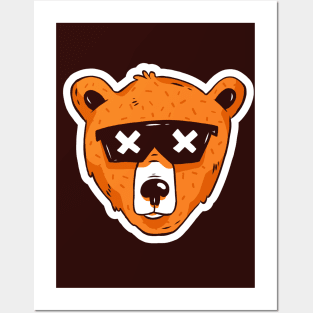 Cool Bear Head with Sunglasses Posters and Art